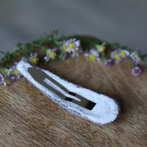 Lněná vyšívaná sponka - Grey — foto 2