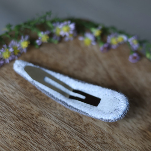 Lněná vyšívaná sponka - Grey — foto 2