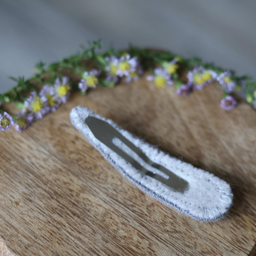Lněná vyšívaná sponka - Grey — foto 2