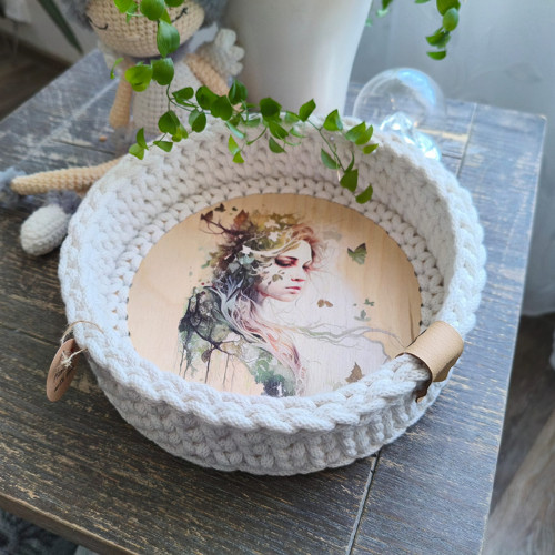 Háčkovaný košíček Lesní víla 20cm — foto 4