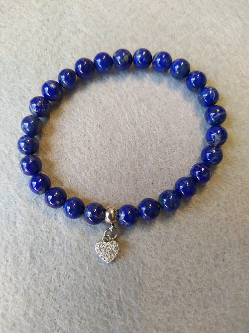 Náramek LAPIS LAZULI*srdíčko - 0,7 cm — foto 2