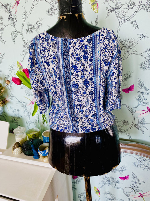 Top boho modrobílý — foto 4