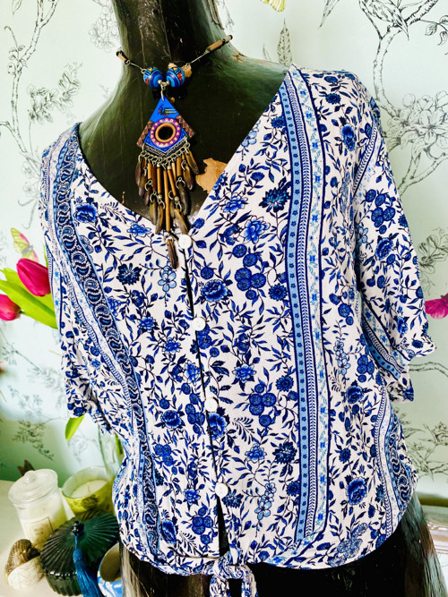 Top boho modrobílý — foto 2