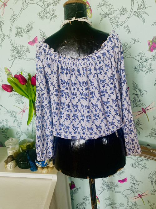 Top boho modrobílý — foto 3