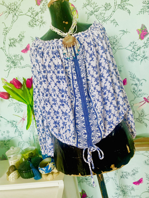 Top boho modrobílý — foto 2