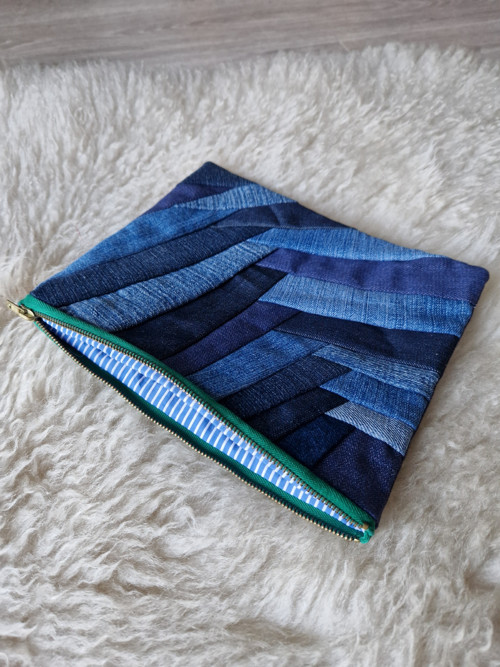 Jeans patchwork taštička — foto 2