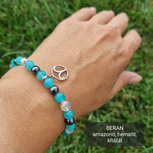 Náramek BERAN - Amazonit, křišťál, hematit — foto 2