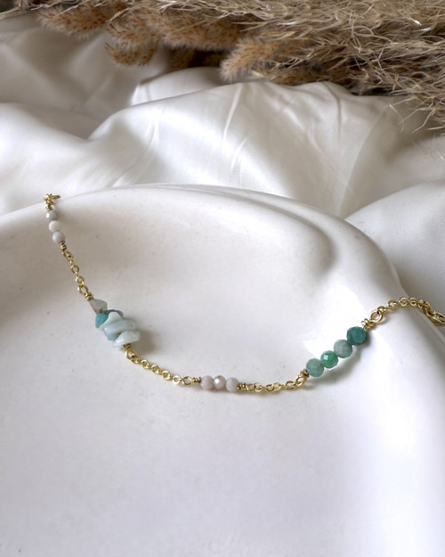 Náramek s amazonity a opály řetízkový — foto 2