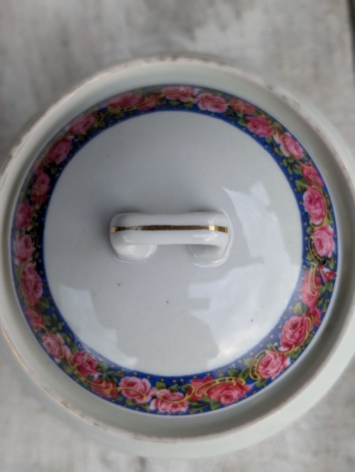 Vintage porcelánová cukřenka, růže, Eichwald. — foto 2