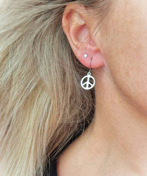 Ocelové náušnice*peace*symbol míru — foto 2