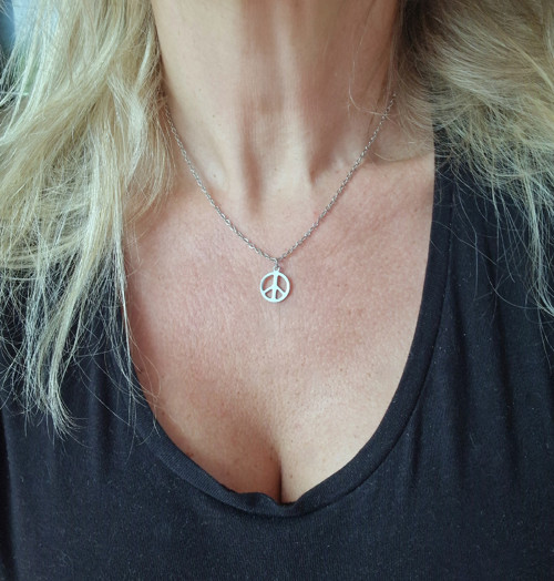 Ocelový náhrdelník*peace*symbol míru — foto 3