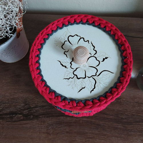 Háčkovaný košík z cordy macrame — foto 2
