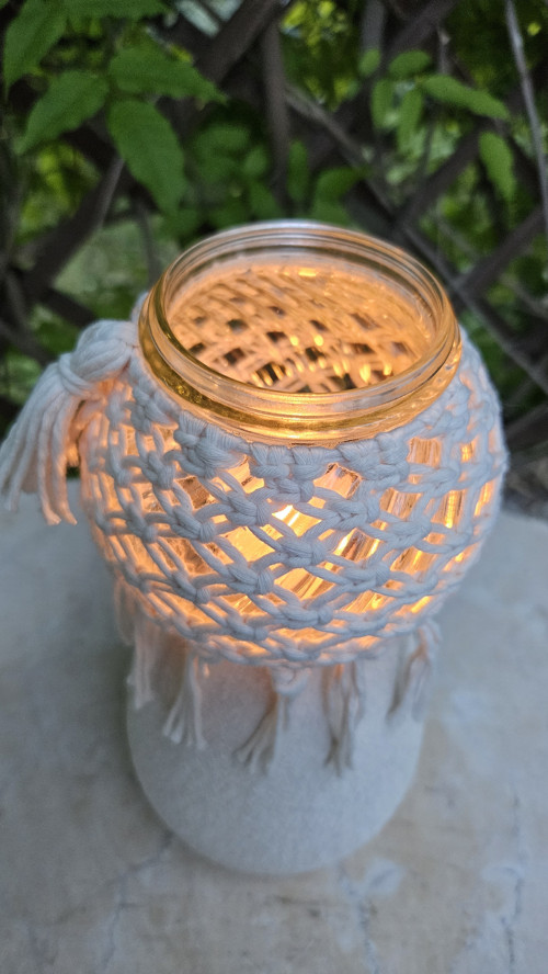 BOHO MACRAME SVÍCEN- LUCERNIČKA na postavení — foto 5
