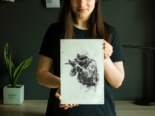 Betonový poster – Voják — foto 3