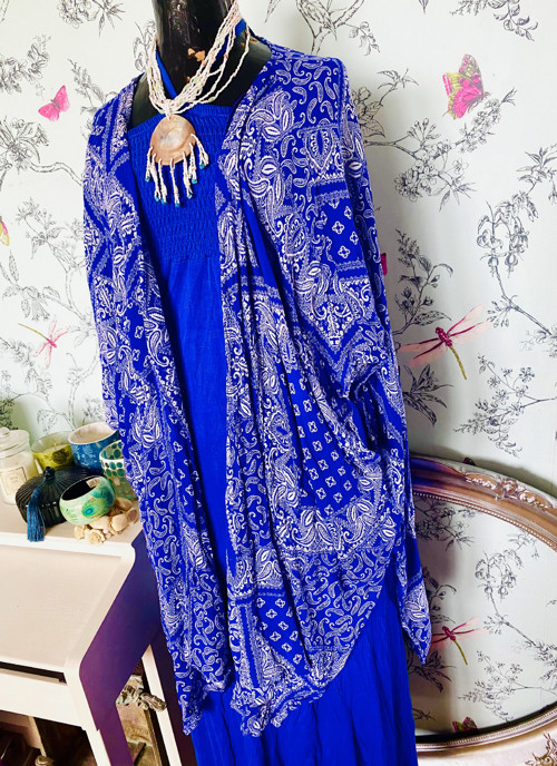 Kardigan boho modrobílý — foto 2