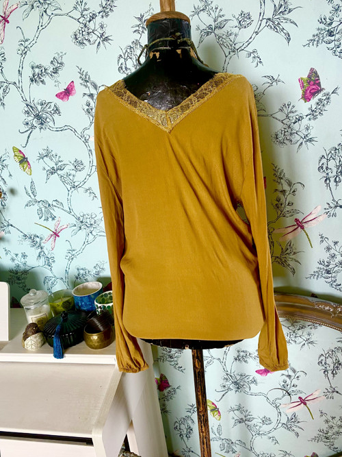 Halenka boho v kurkumové — foto 4