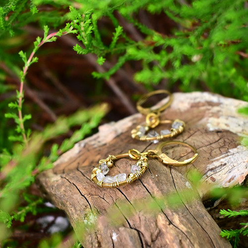"Zlaté" kroužky s herkimery. — foto 3