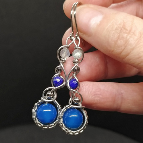 Náušnice s acháty, lapis lazuli a labradority — foto 3