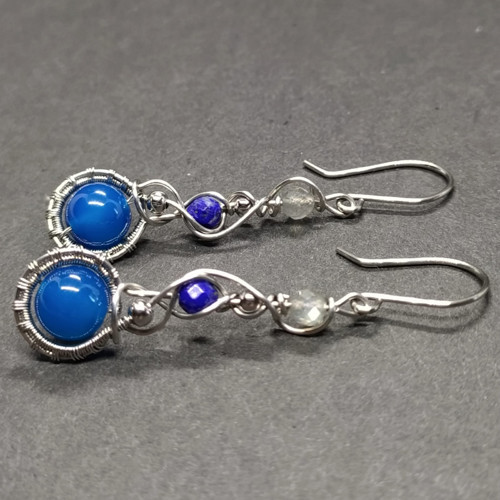 Náušnice s acháty, lapis lazuli a labradority — foto 6