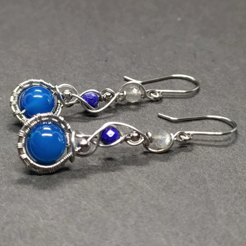 Náušnice s acháty, lapis lazuli a labradority — foto 4