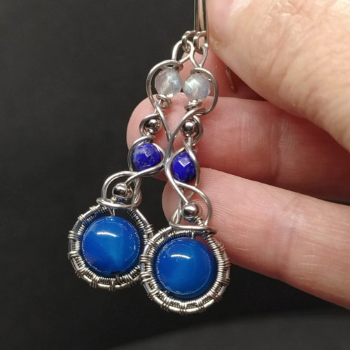 Náušnice s acháty, lapis lazuli a labradority — foto 5