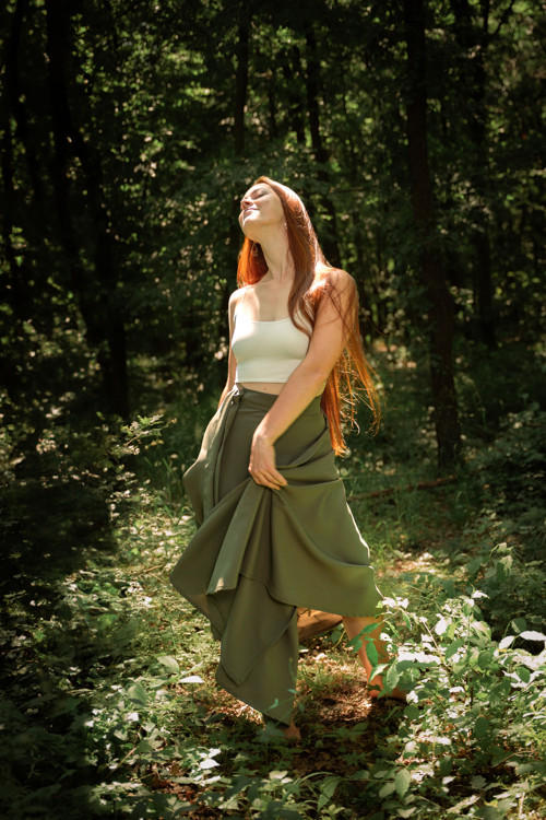 Půlkolová Sukně - Khaki — foto 3