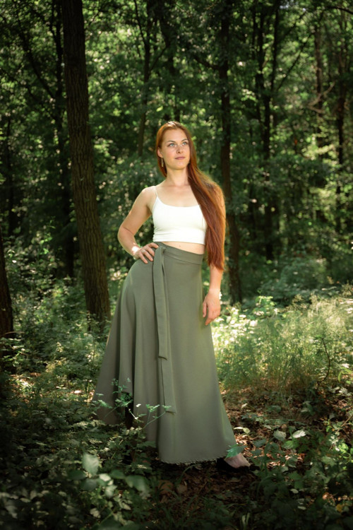 Půlkolová Sukně - Khaki — foto 4