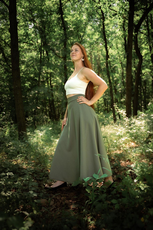 Půlkolová Sukně - Khaki — foto 6