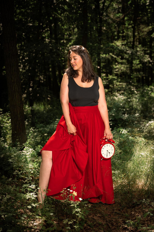 Dlouhá Kolová Sukně Červená — foto 3