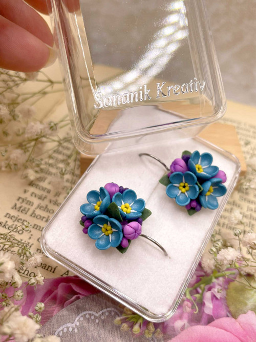 Náušnice Pomněnky kytička — foto 3