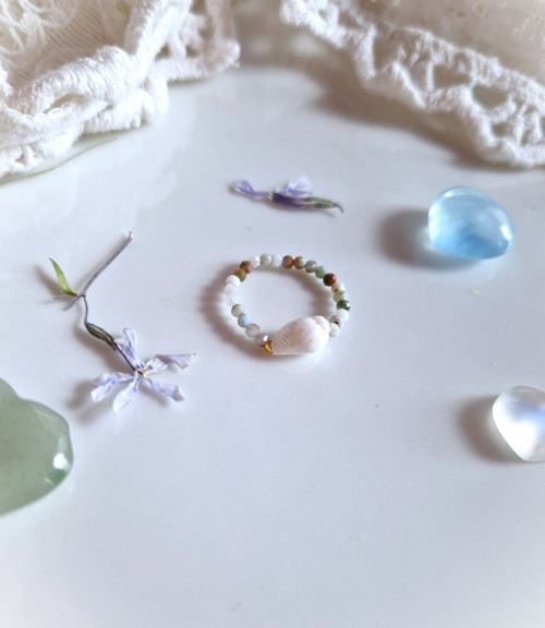 Mušle*larimar*miyuki*prsten — foto 4