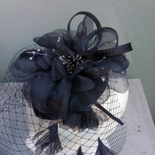 Black Fascinator Sinamay — foto 2