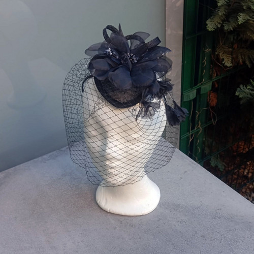 Black Fascinator Sinamay — foto 5
