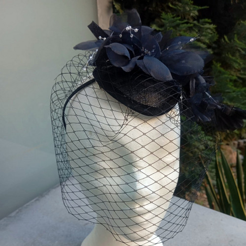 Black Fascinator Sinamay — foto 4