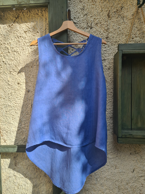 Léto v modré, top, len, M/L — foto 3