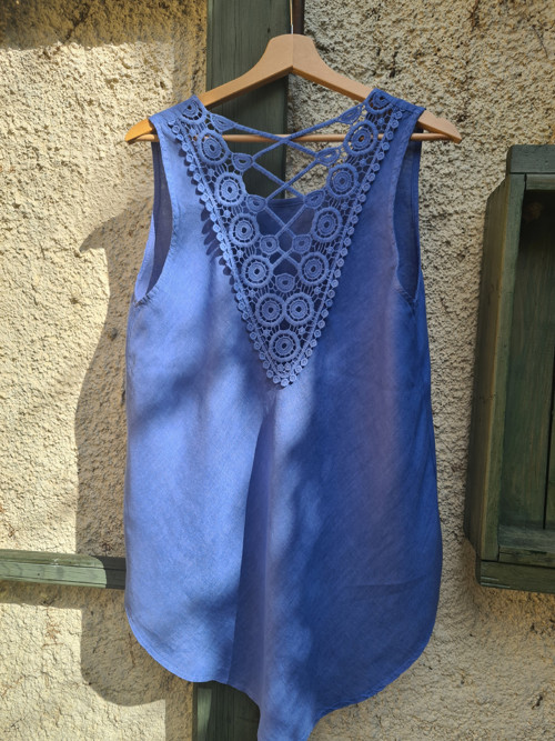 Léto v modré, top, len, M/L — foto 5