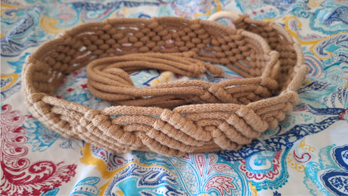 Boho macramé opasek/pásek Karamel/natural — foto 2