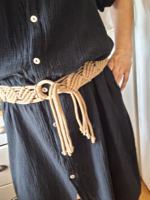 Boho macramé opasek/pásek Karamel/natural — foto 3