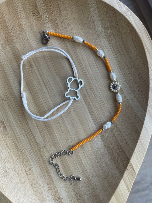 Set náramků s perličkami - oranžová — foto 2