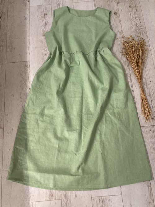 Ľanové Šaty s Vreckami /light GREEN/ — foto 5