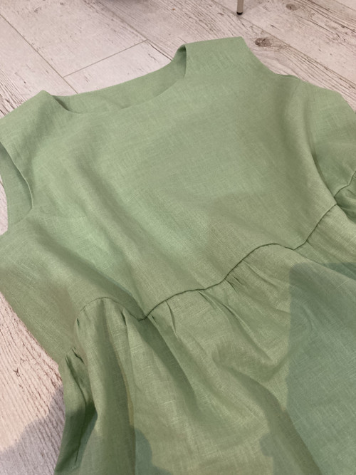 Ľanové Šaty s Vreckami /light GREEN/ — foto 4