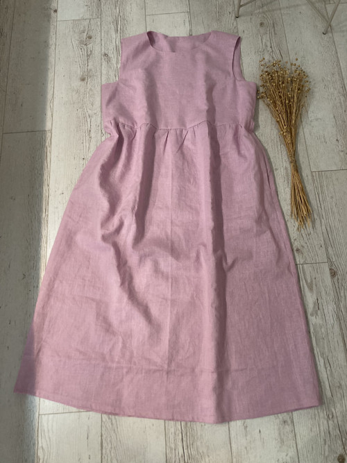 Ľanové Šaty s Vreckami /light PINK/ — foto 5
