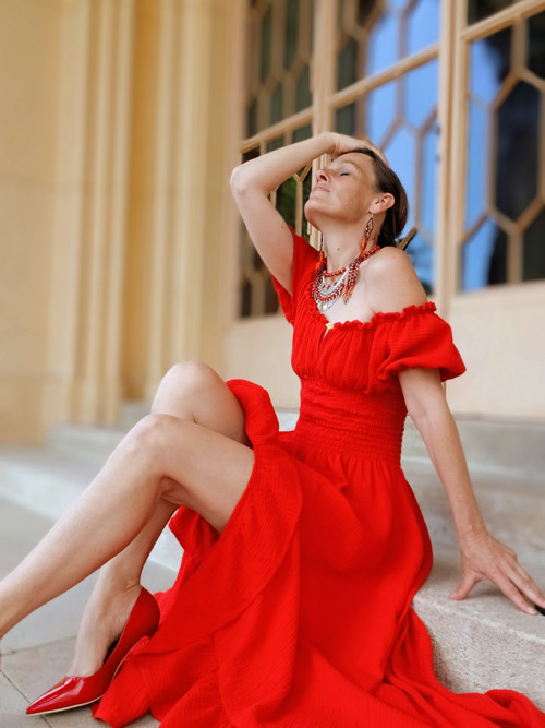 Sexy Šaty Červene Letní — foto 5