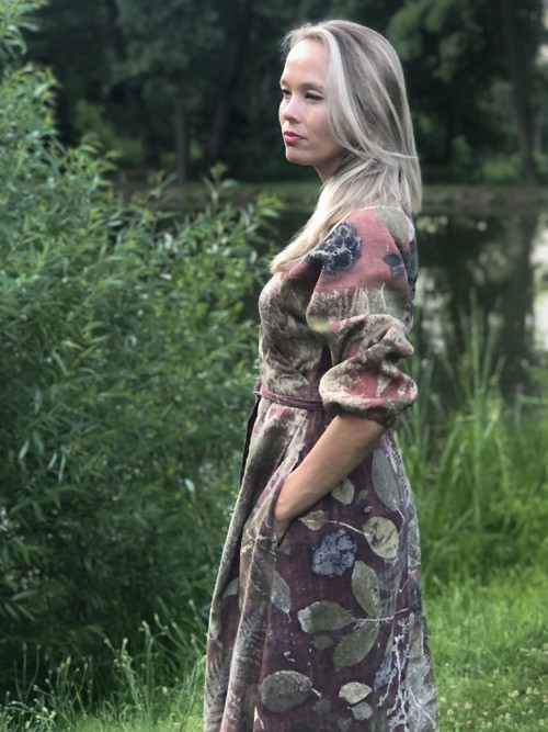 Maxi lněné šaty bordó — foto 4