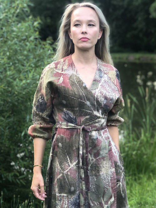Maxi lněné šaty bordó — foto 2