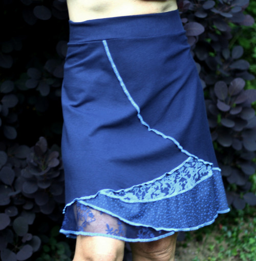 "Patchworková" sukně tmavě modrá, vel. XL-XXL — foto 3