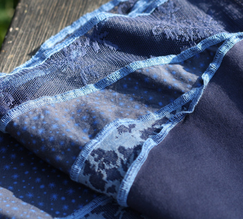 "Patchworková" sukně tmavě modrá, vel. XL-XXL — foto 2