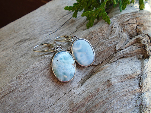 Strieborné náušnice Ag925 Larimar — foto 3