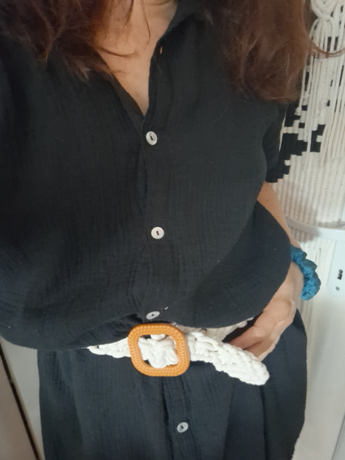 Boho macramé opasek/pásek s ozdobnou sponou — foto 4
