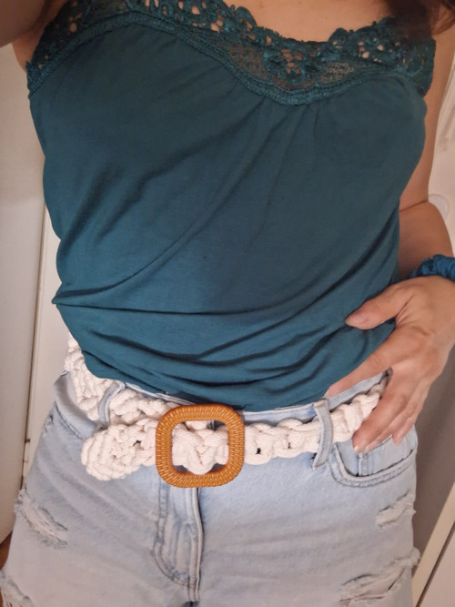 Boho macramé opasek/pásek s ozdobnou sponou — foto 5